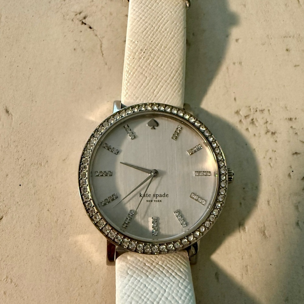 Kate Spade White and Silver Watch with Crystal Accents